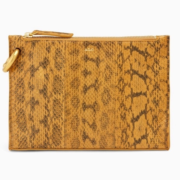 A.L.C. Handbags - A.L.C. Joni Gold Snakeskin Handbag Clutch Purse NWT